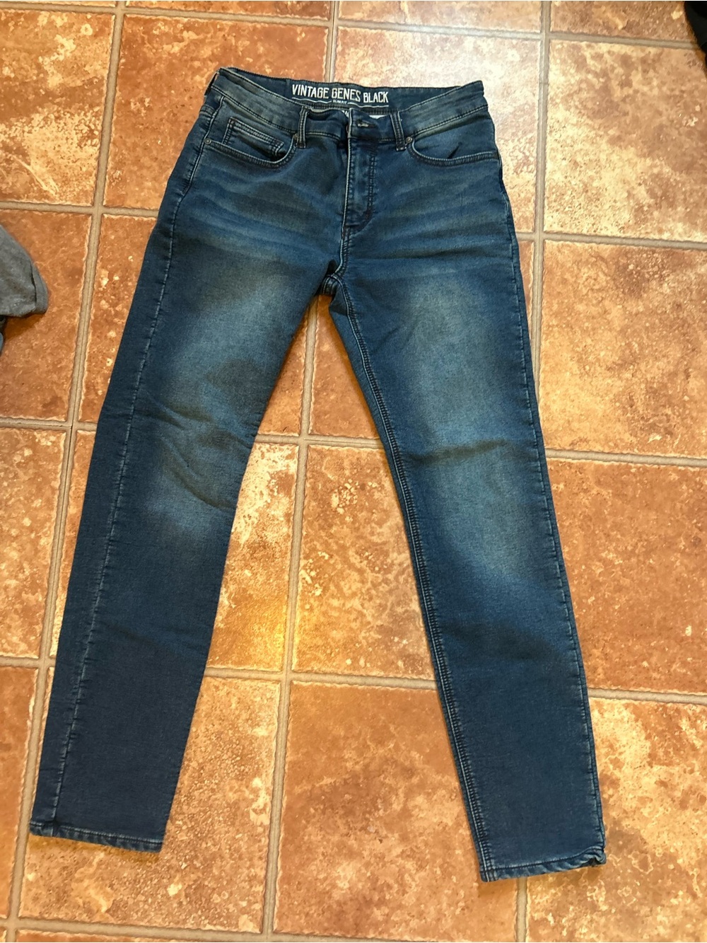 Vintage Genes Black Men's Dark Blue Slim Jeans 32 32